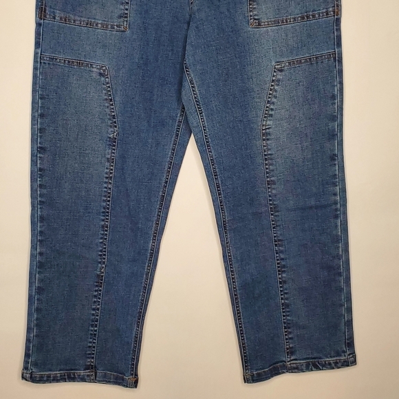 Kensie Straight Leg Seamed Hi-Rise Jeans Size 14 Cargo Style Pockets Stretch NEW - Picture 4 of 14